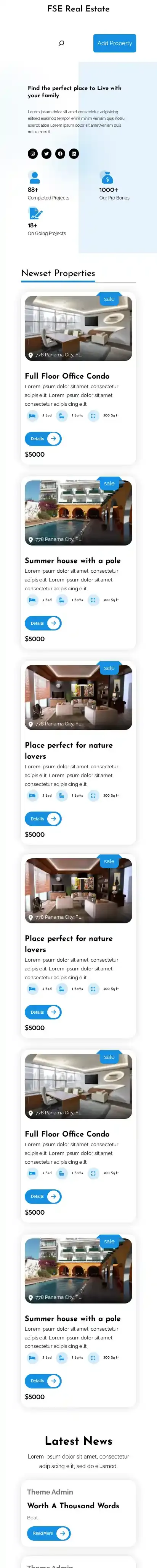 FSE Real Estate home page on mobile
