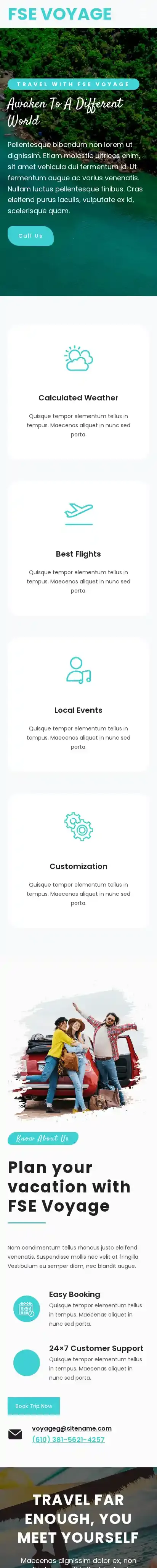 FSE Voyage home page on mobile