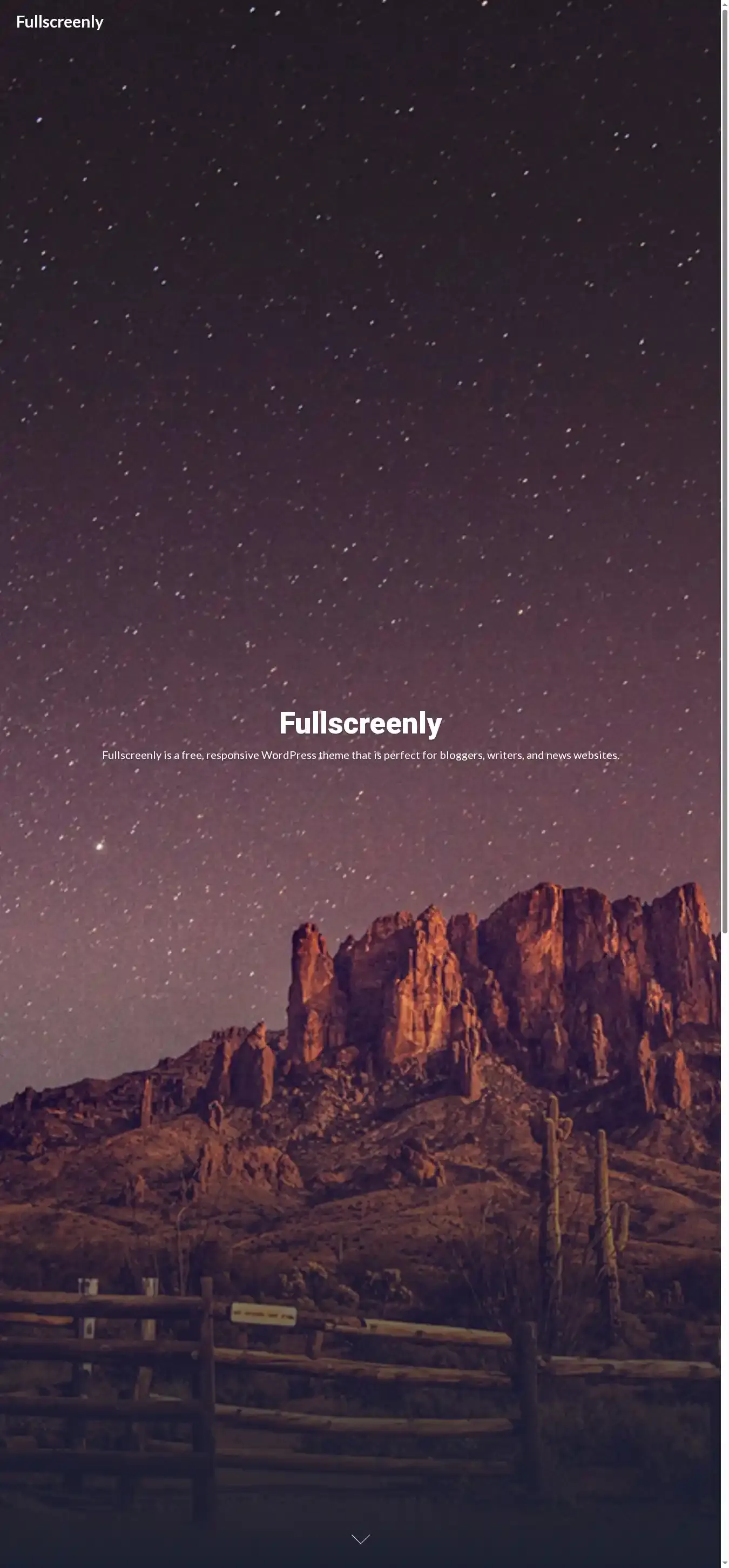 Fullscreenly home page on desktop
