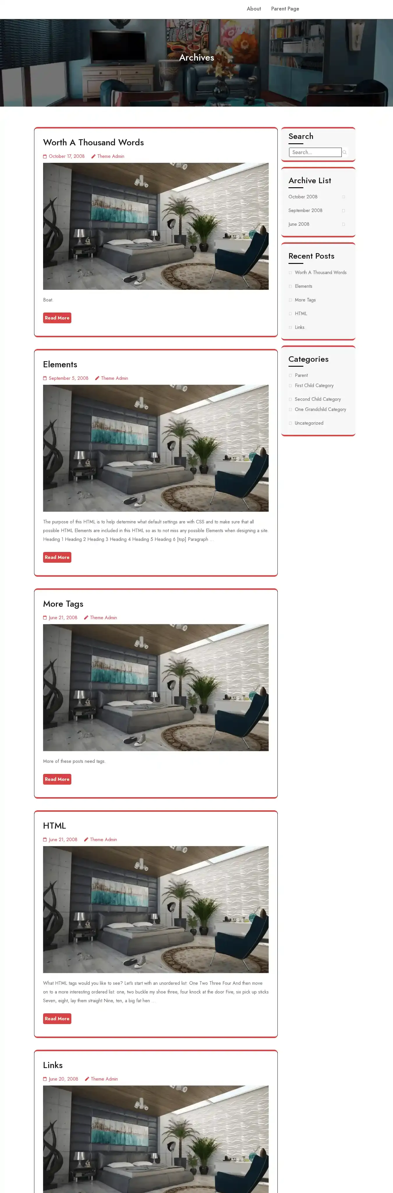 Furniture Decor home page on desktop