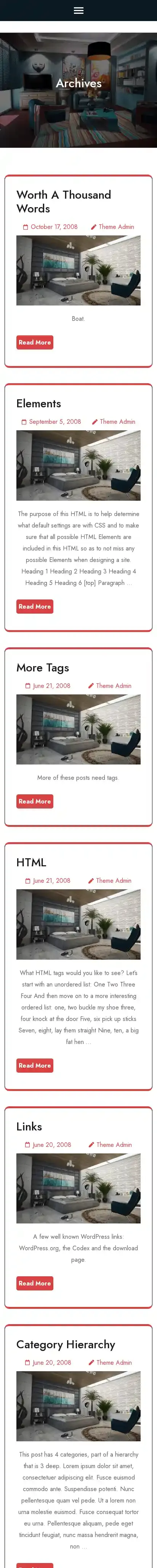 Furniture Decor home page on mobile