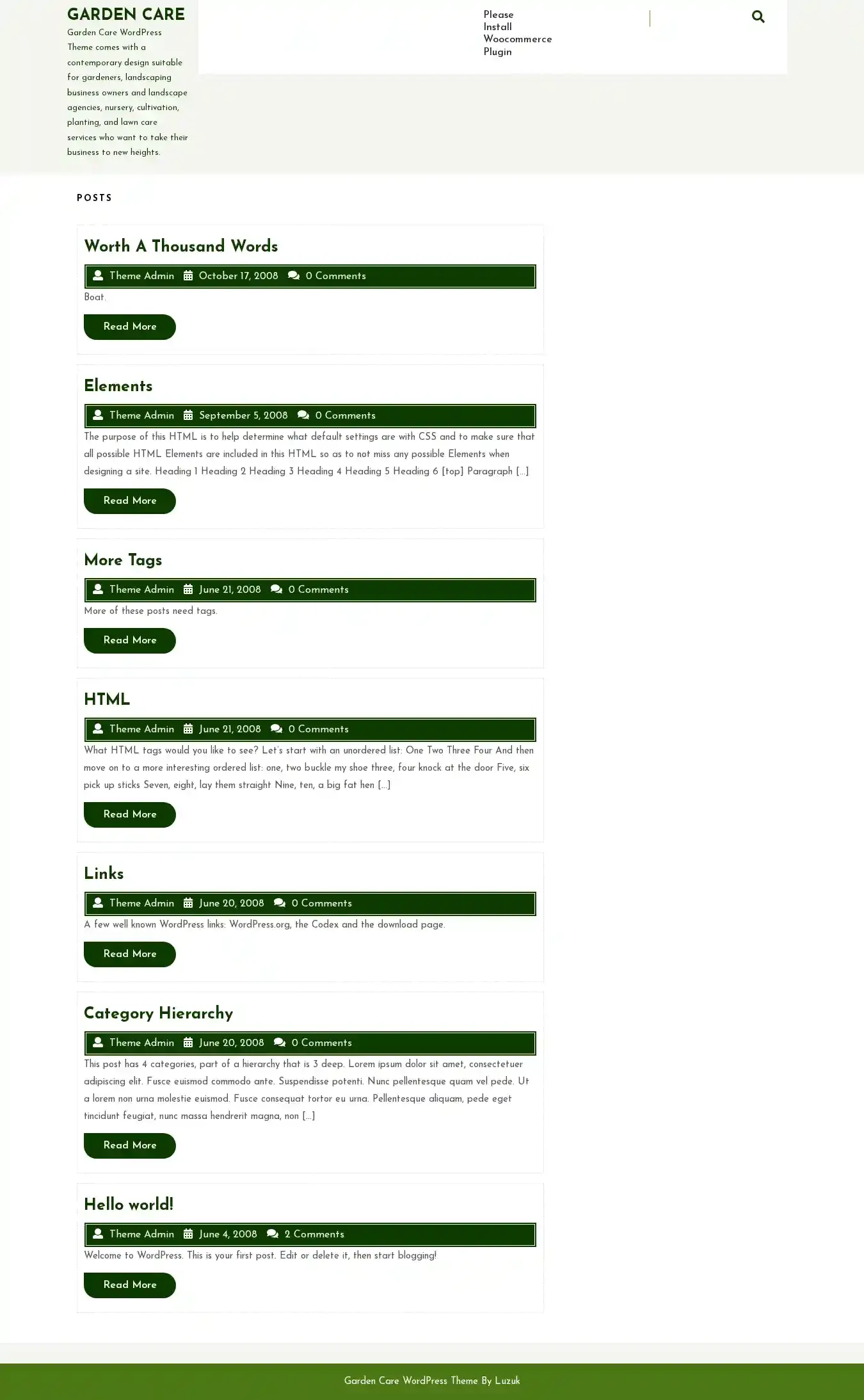 Garden Care home page on desktop