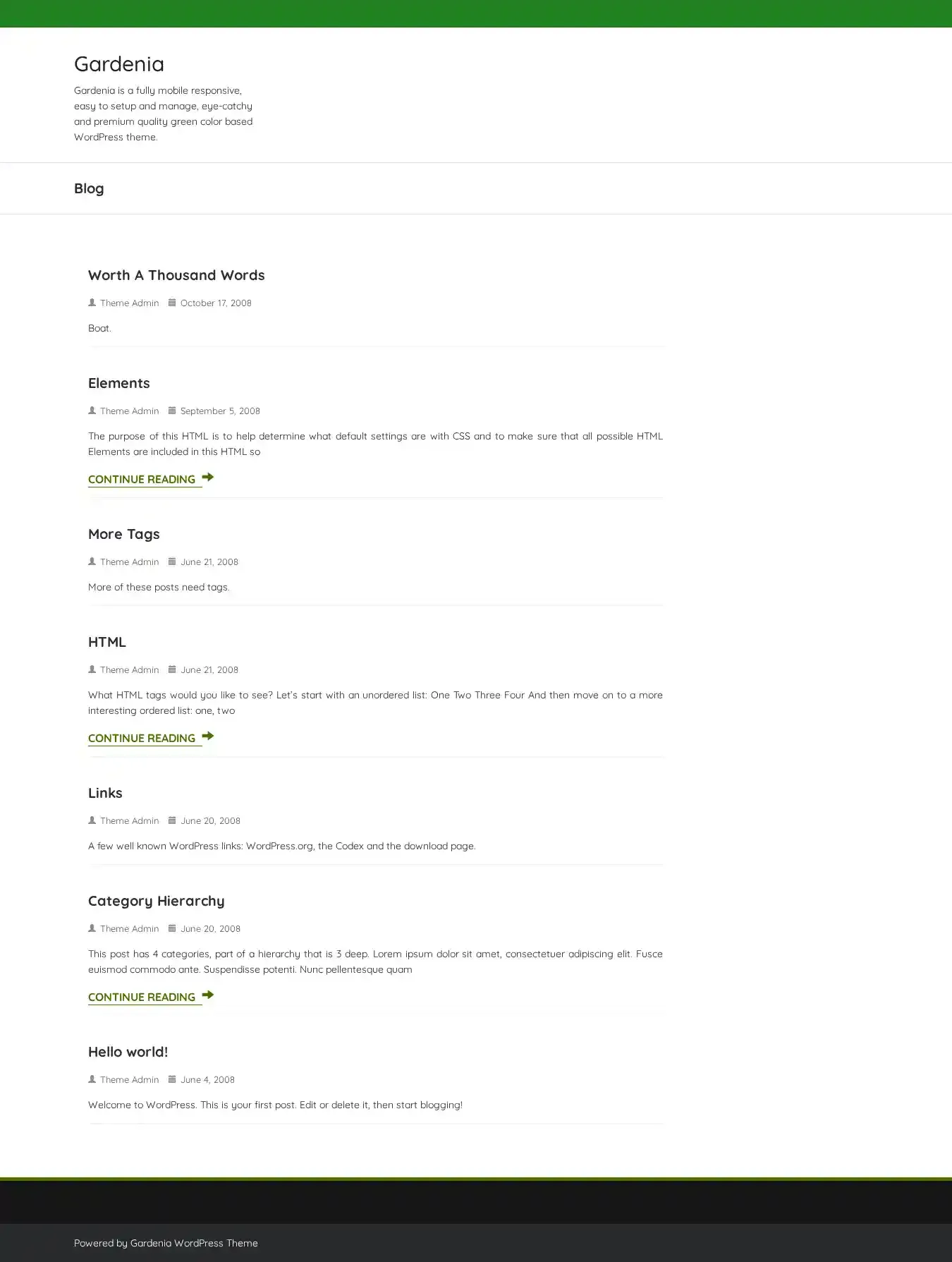 Gardenia home page on desktop