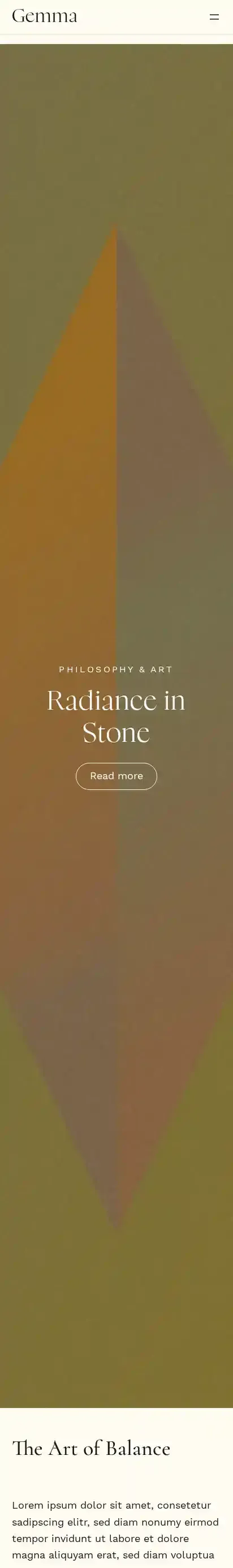 Gemma home page on mobile
