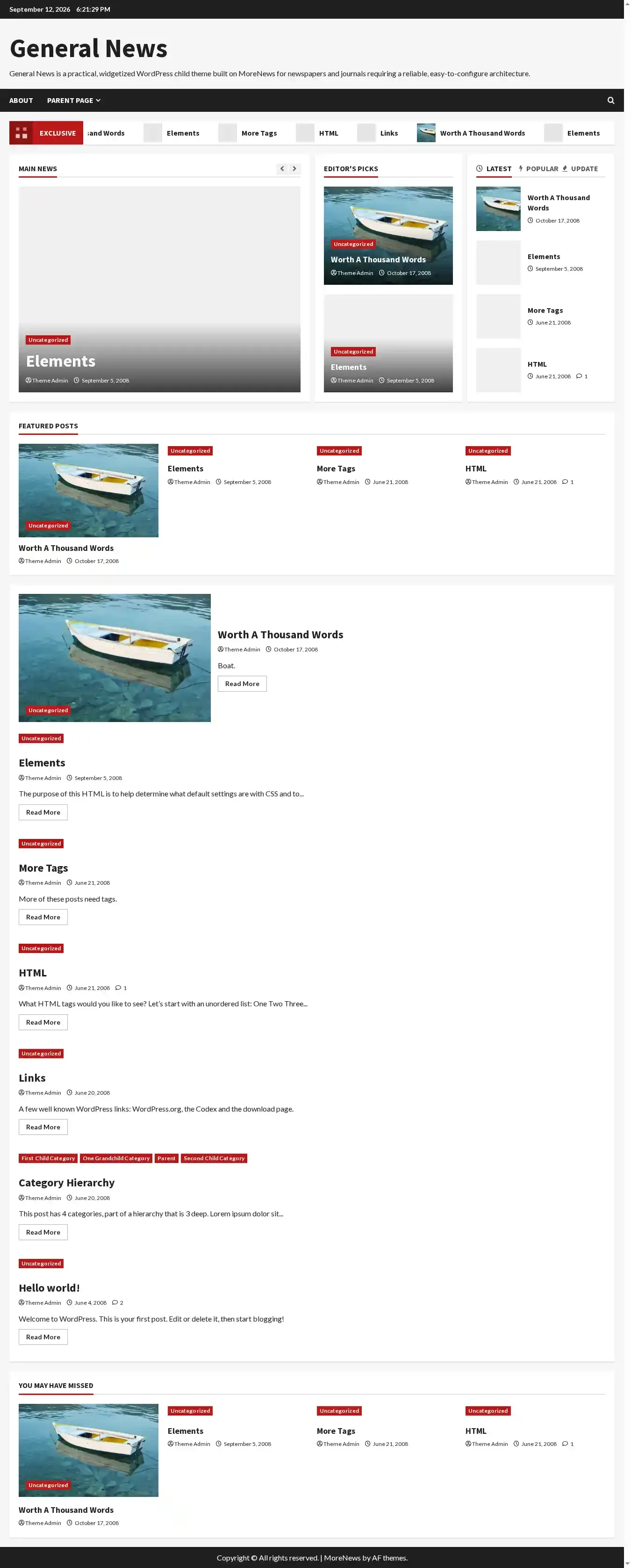 General News home page on desktop