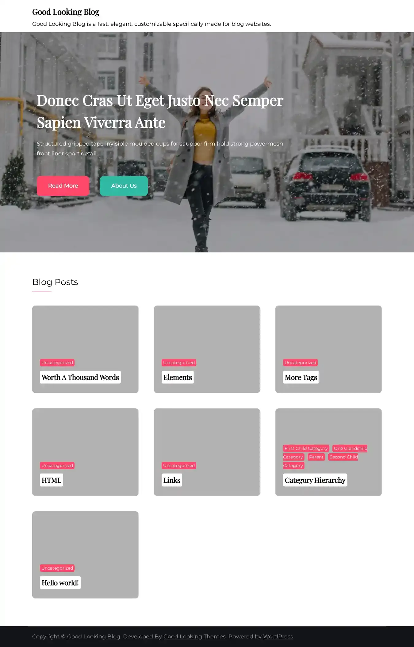 Good Looking Blog home page on desktop