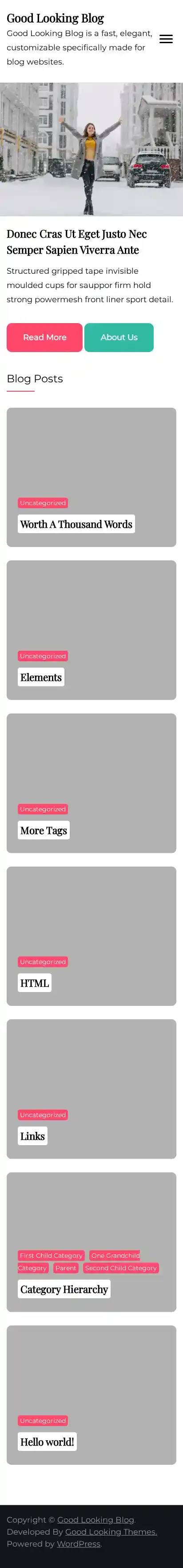 Good Looking Blog home page on mobile