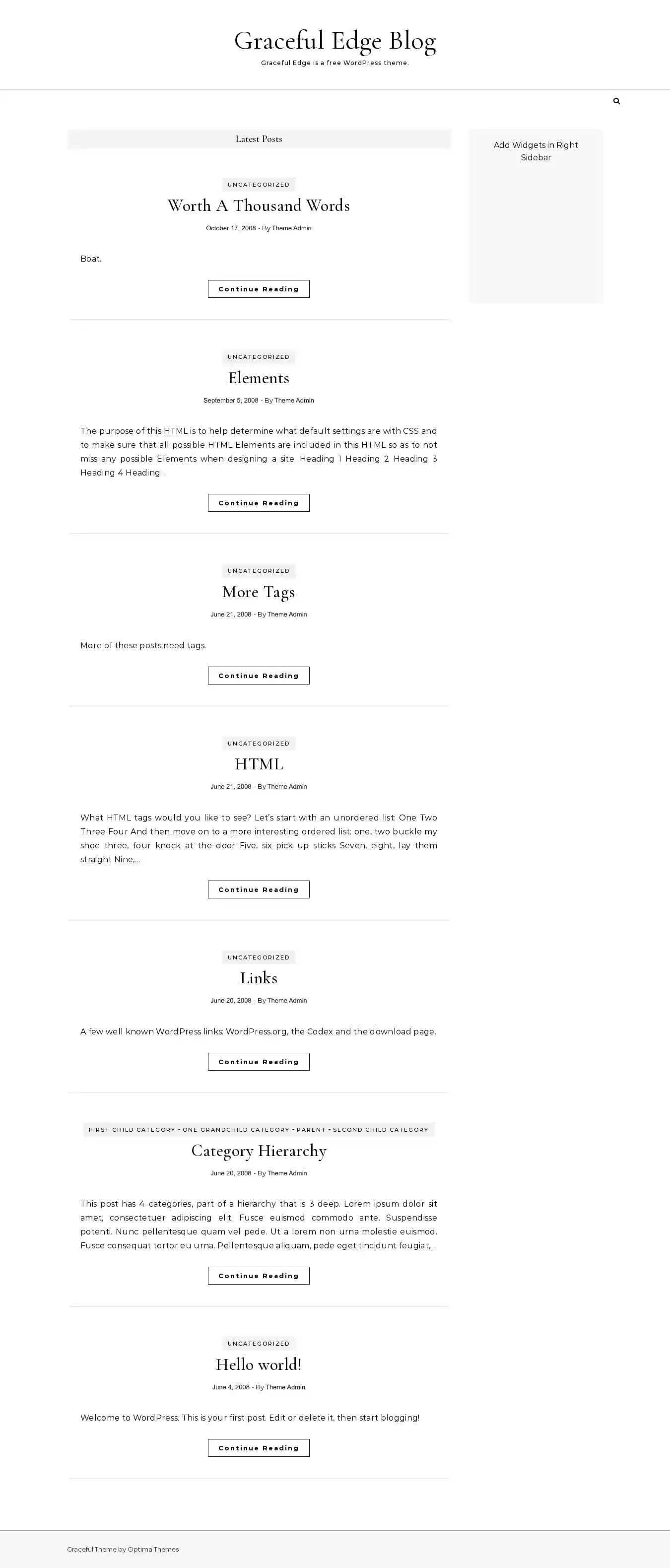 Graceful Edge Blog home page on desktop