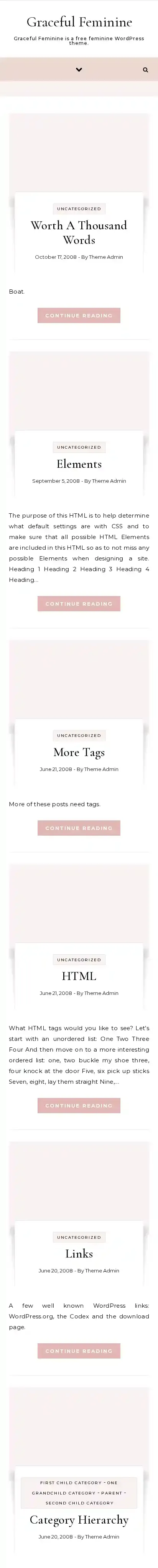Graceful Feminine home page on mobile
