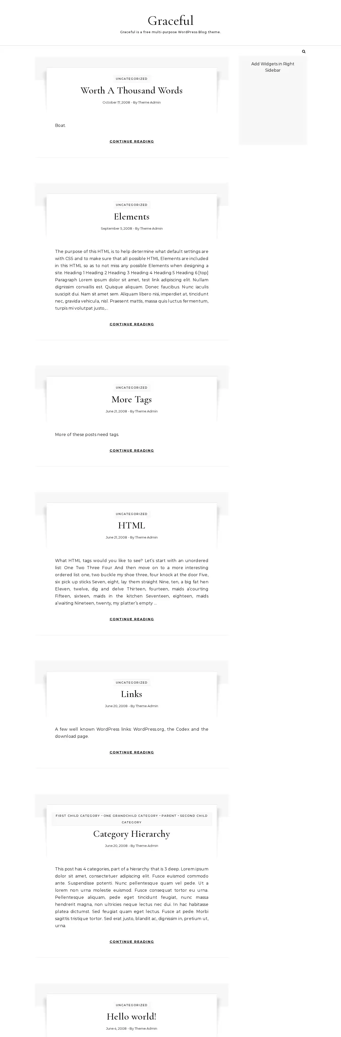 Graceful home page on desktop