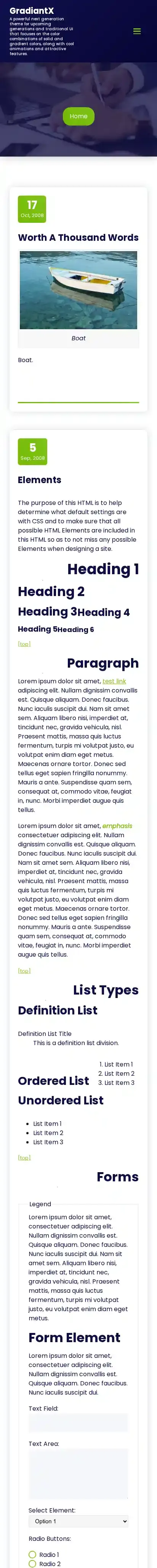 GradiantX home page on mobile