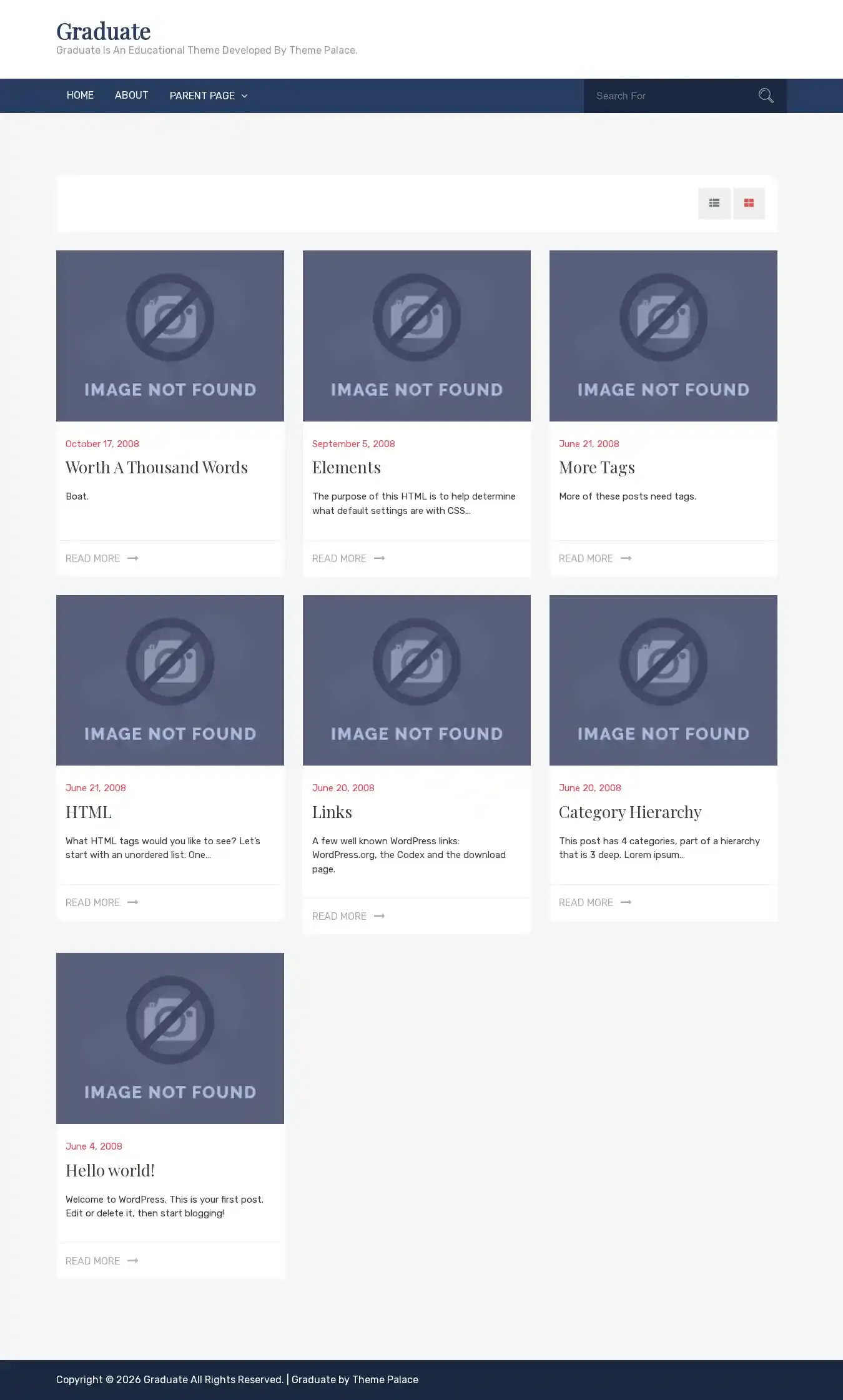 Graduate home page on desktop