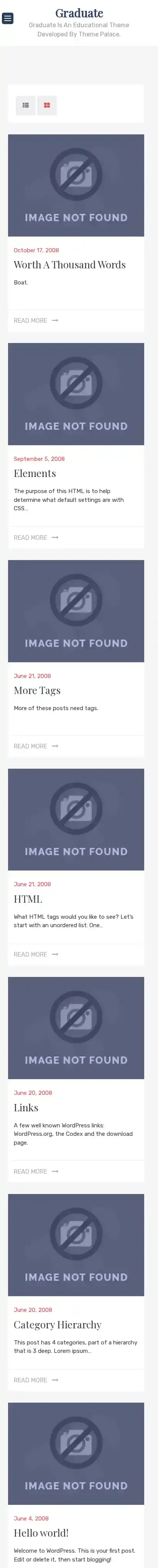 Graduate home page on mobile