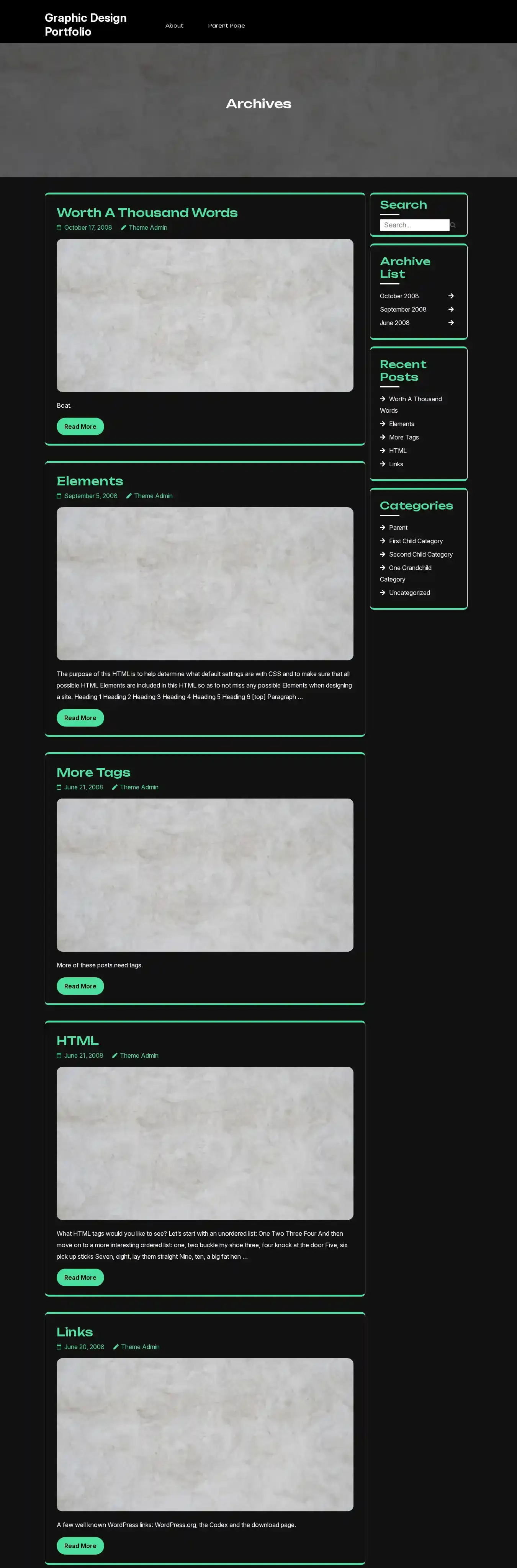 Graphic Design Portfolio home page on desktop