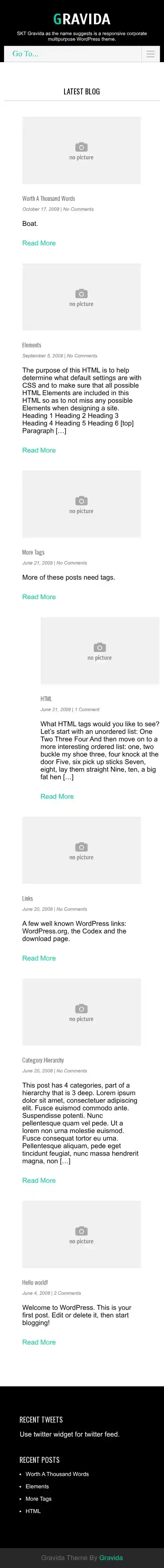 Gravida home page on mobile