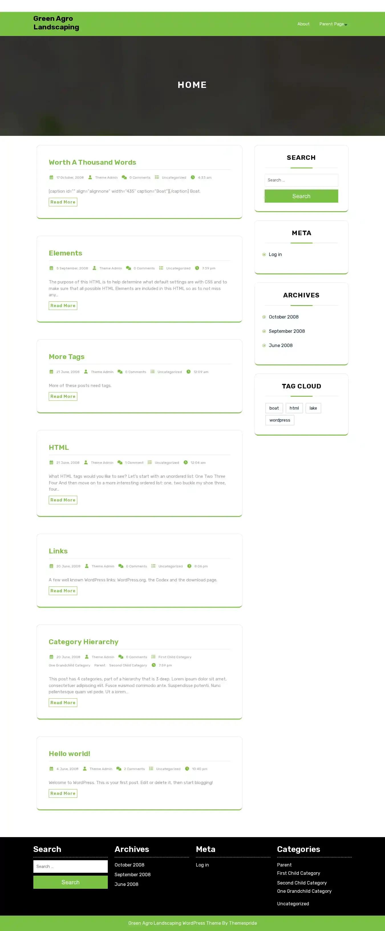 Green Agro Landscaping home page on desktop