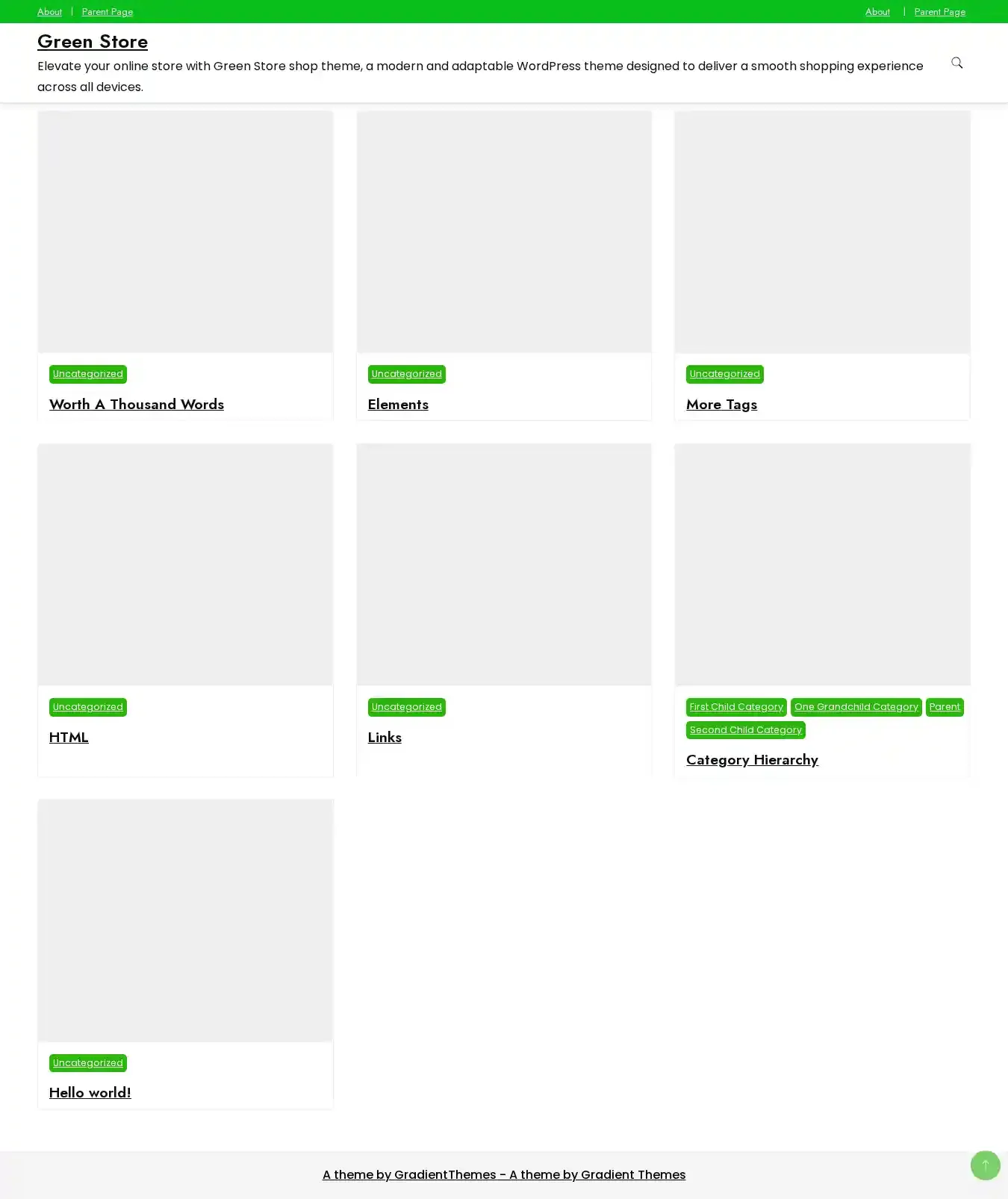 Green Store home page on desktop