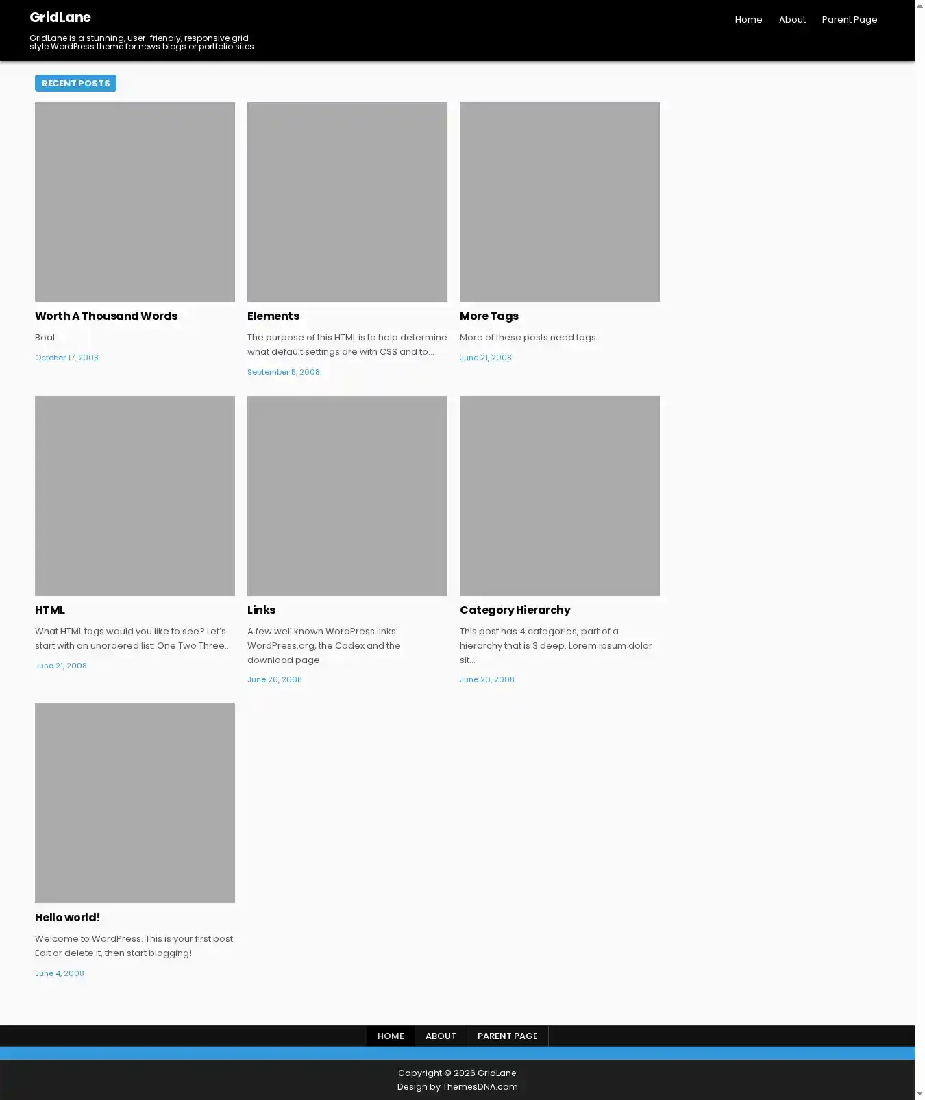 GridLane home page on desktop