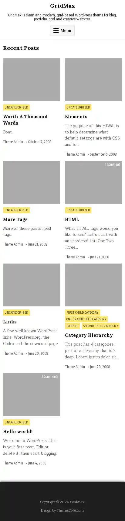 GridMax home page on mobile
