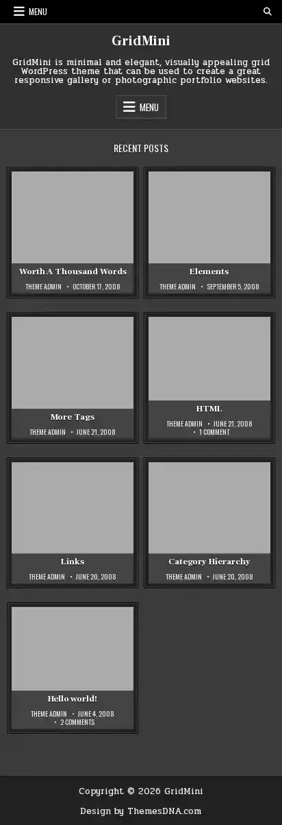 GridMini home page on mobile