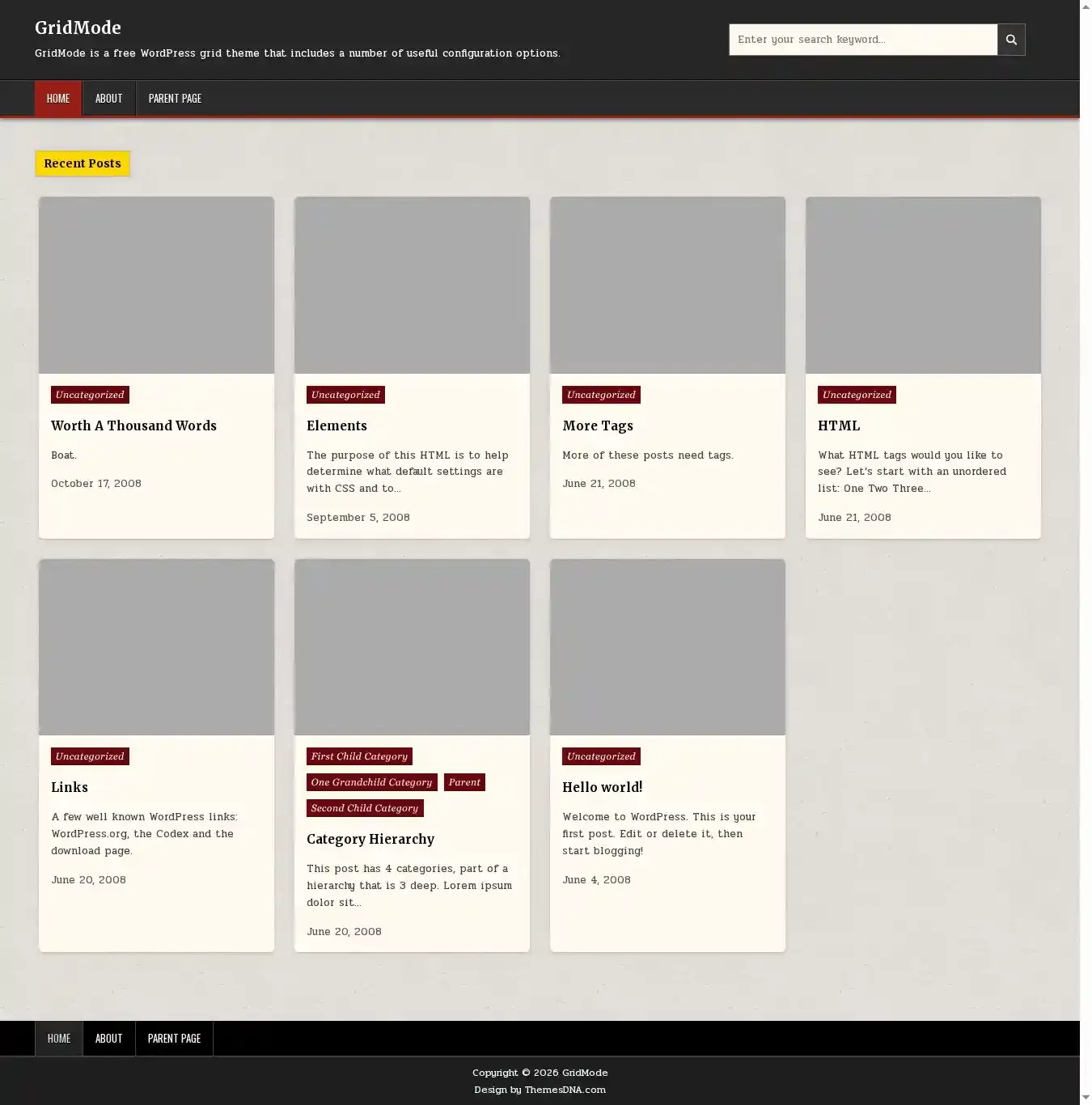 GridMode home page on desktop