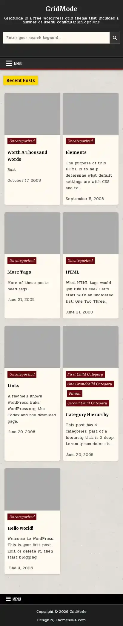 GridMode home page on mobile
