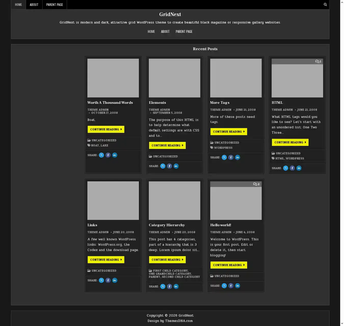 GridNext home page on desktop