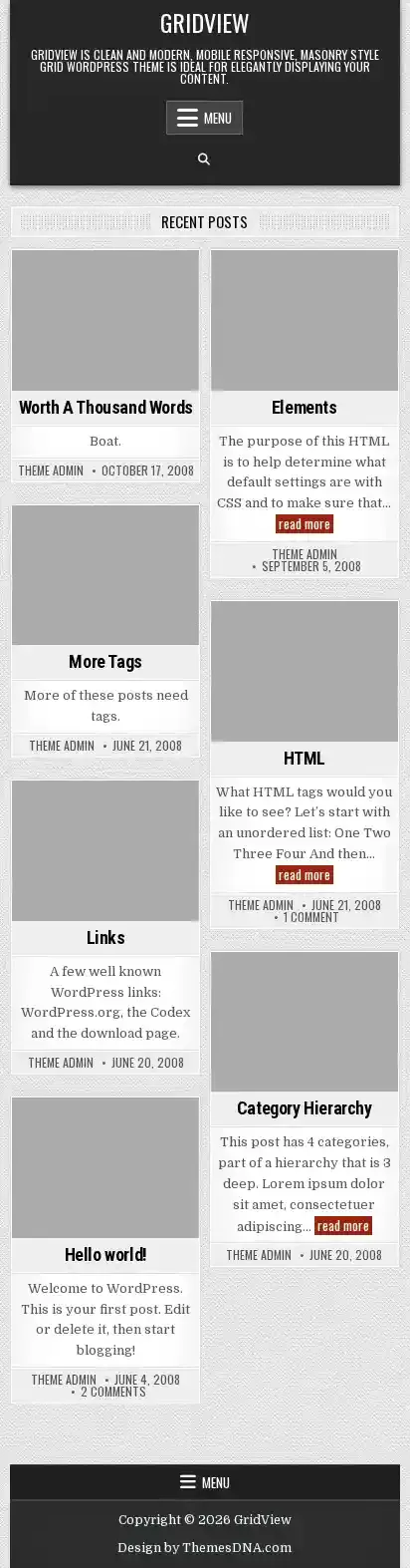 GridView home page on mobile