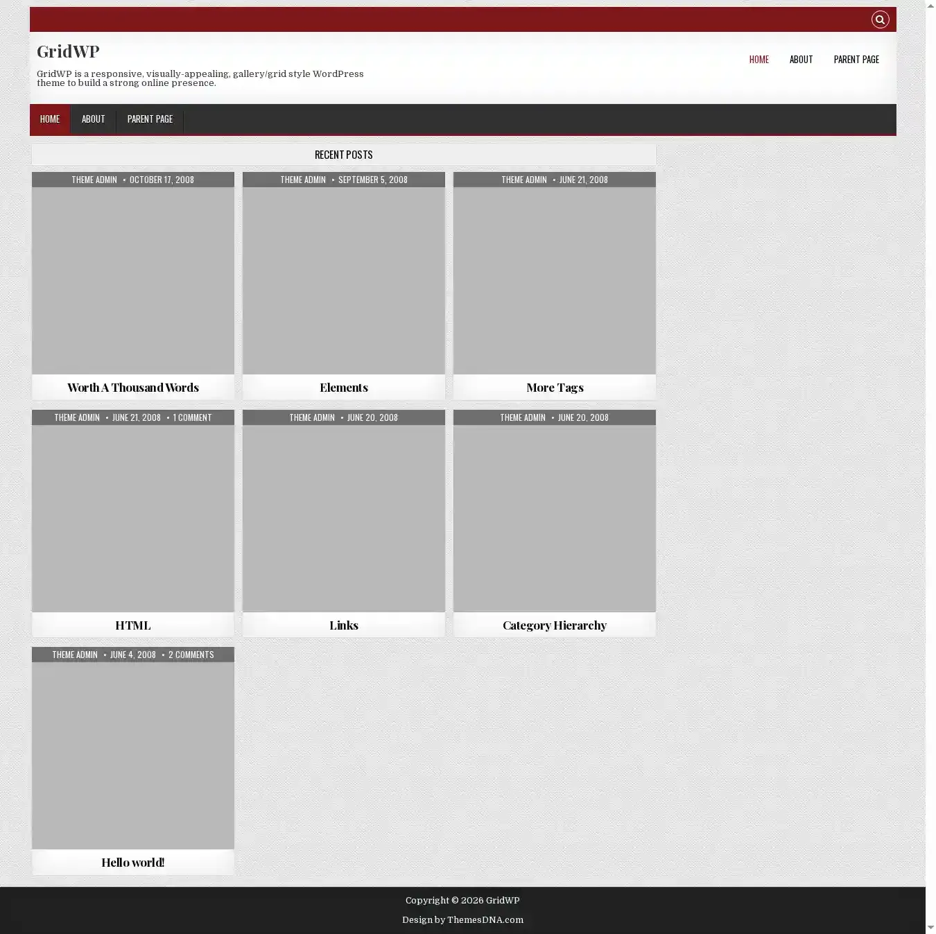 GridWP home page on desktop