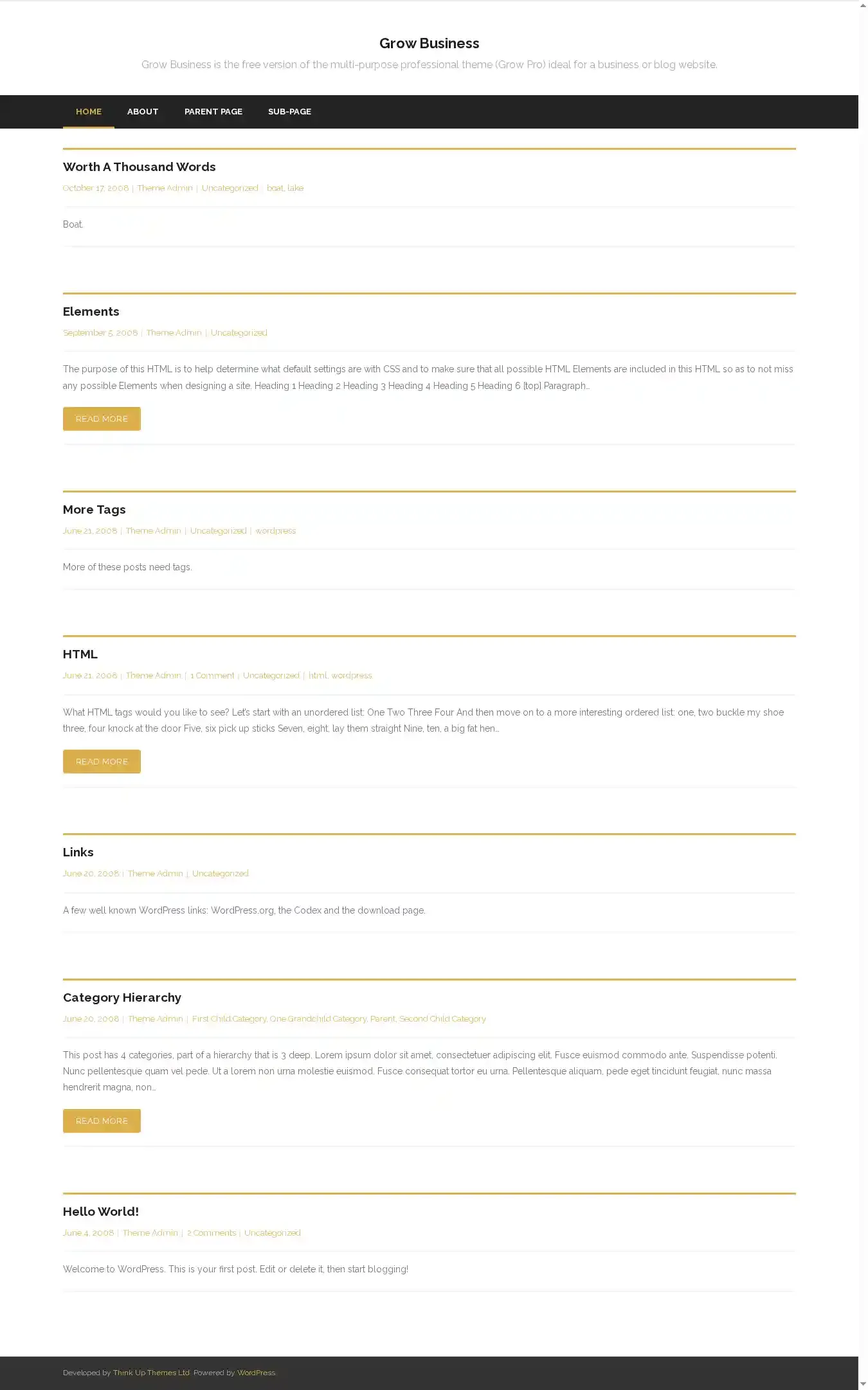 Grow Business home page on desktop