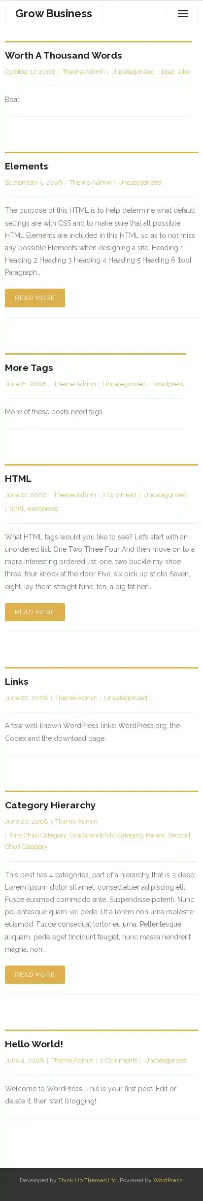 Grow Business home page on mobile