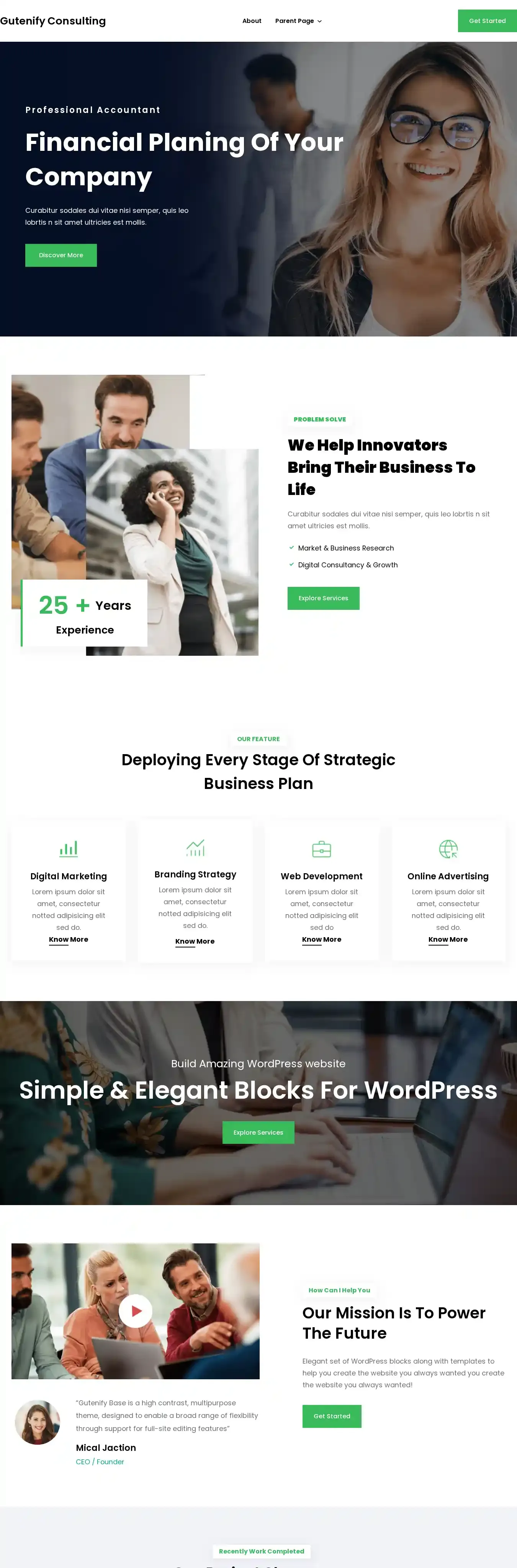 Gutenify Consulting home page on desktop