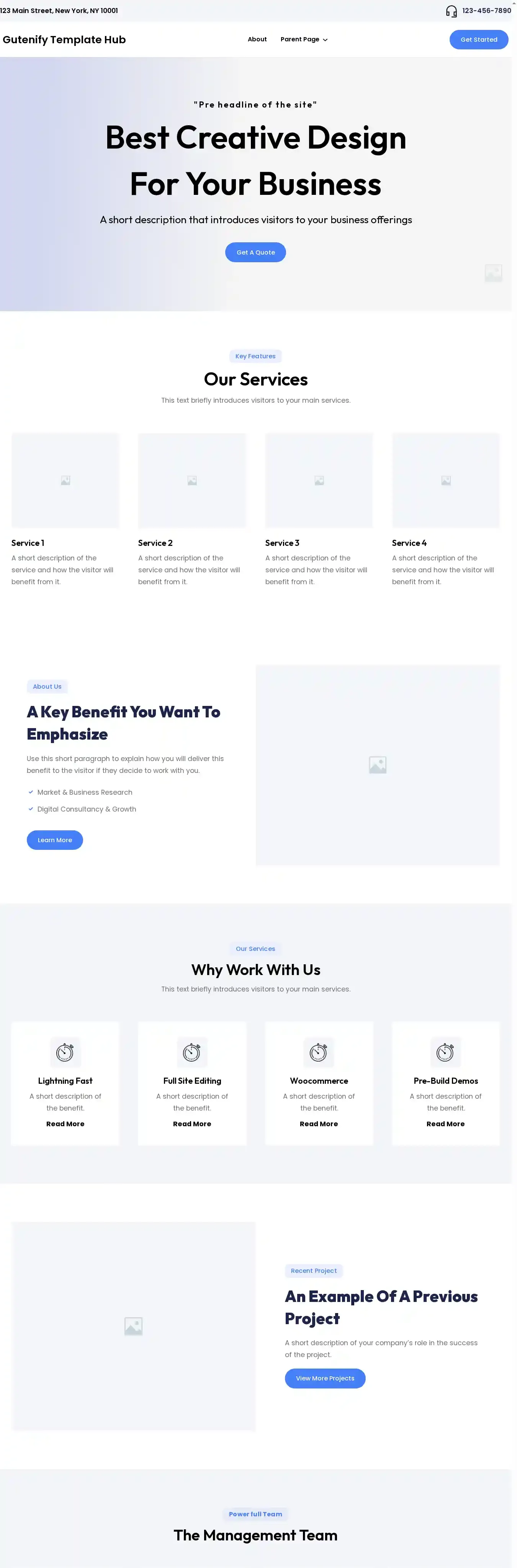 Gutenify Template Hub home page on desktop