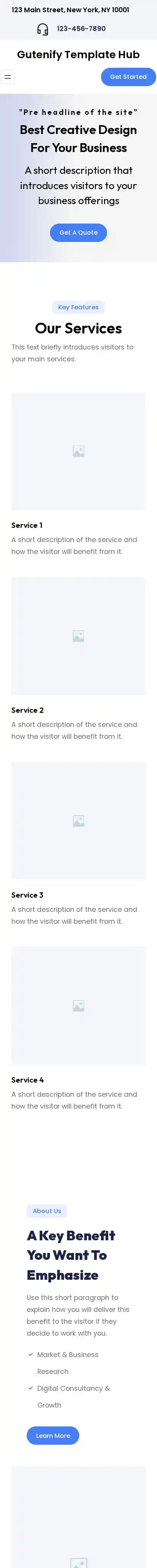 Gutenify Template Hub home page on mobile