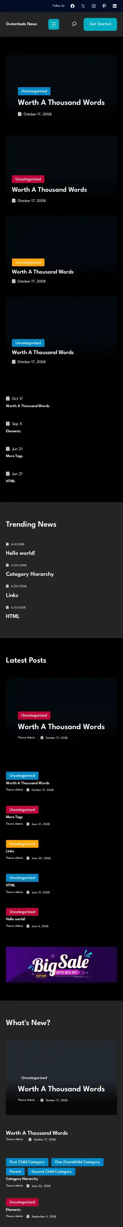 Gutentools News home page on mobile