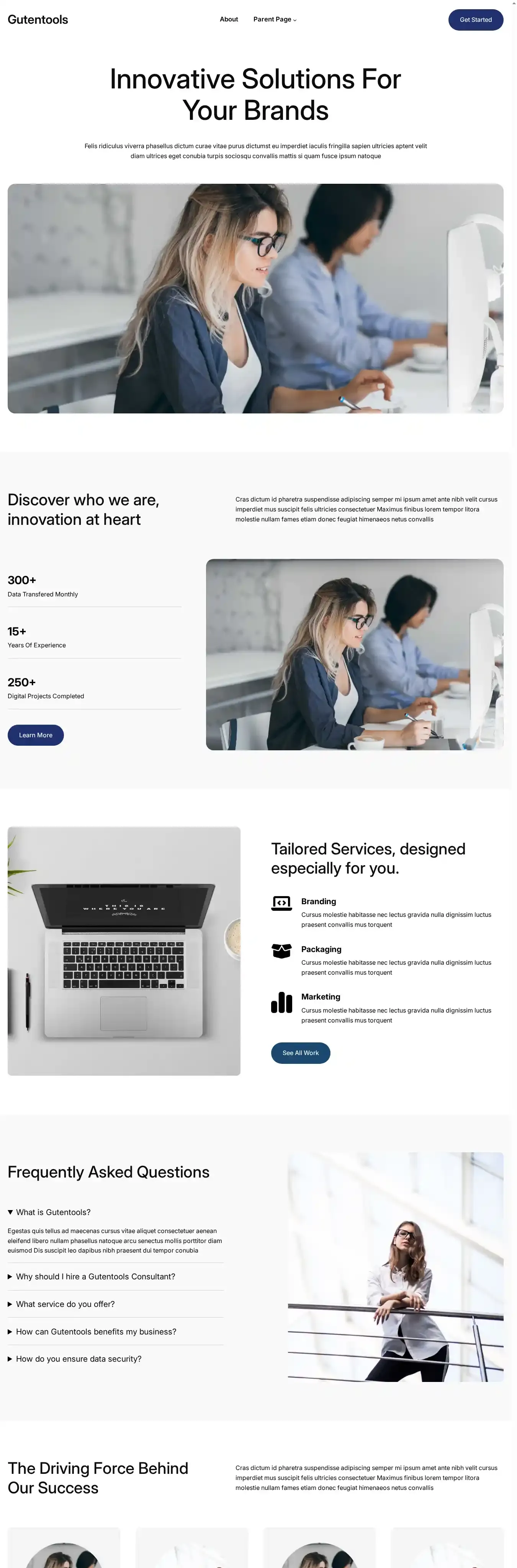 Gutentools home page on desktop