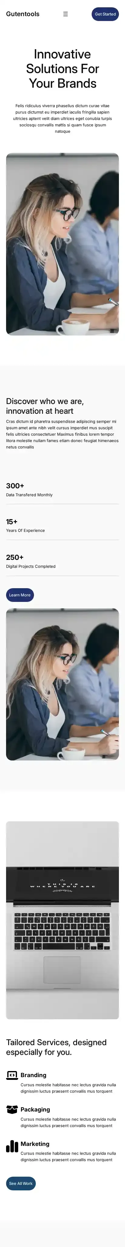 Gutentools home page on mobile