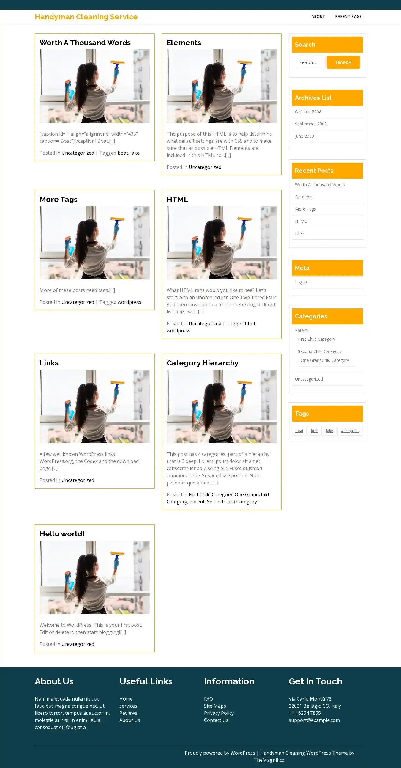 Handyman Cleaning Service home page on desktop