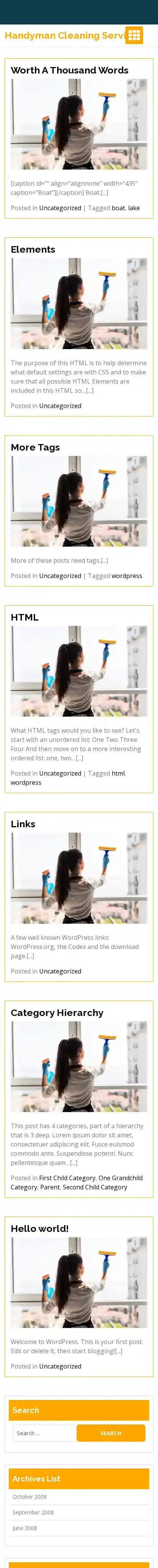 Handyman Cleaning Service home page on mobile