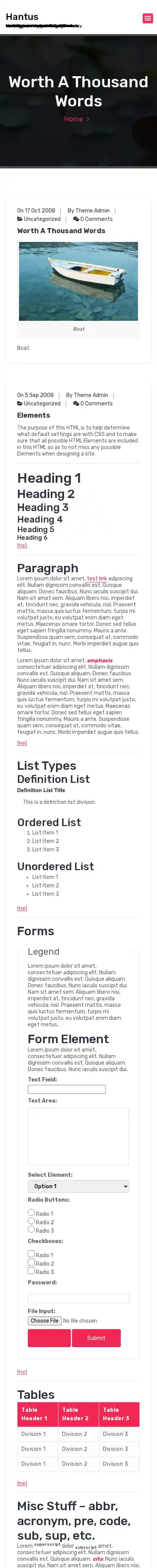 Hantus home page on mobile