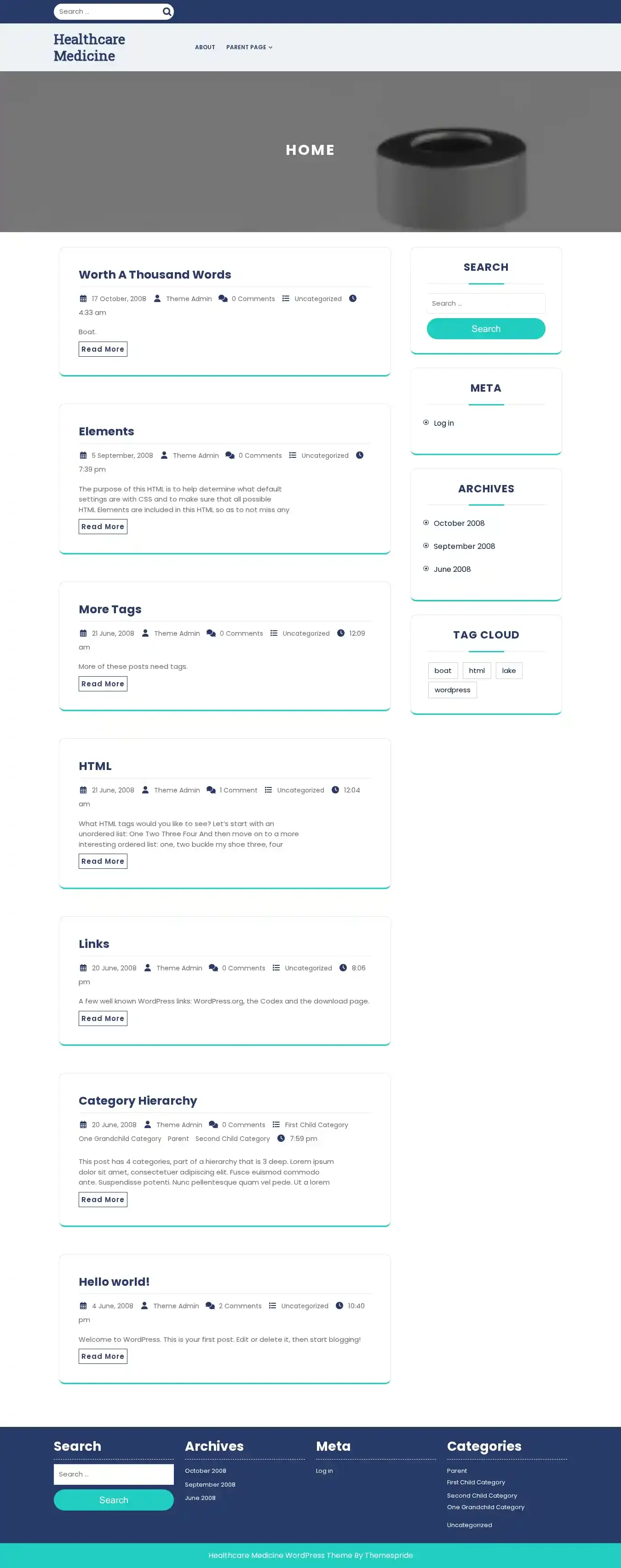 Healthcare Medicine home page on desktop