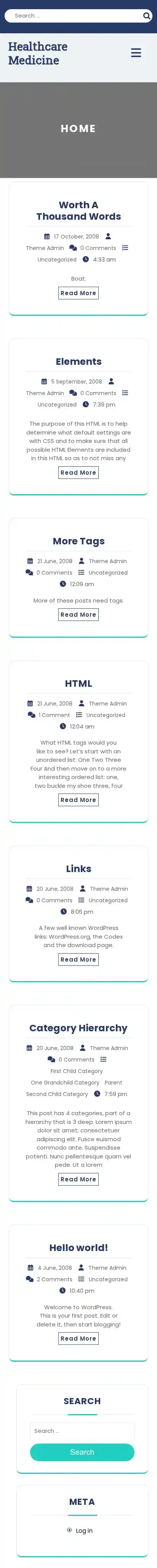 Healthcare Medicine home page on mobile
