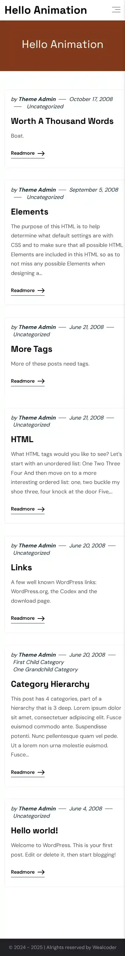 Hello Animation home page on mobile