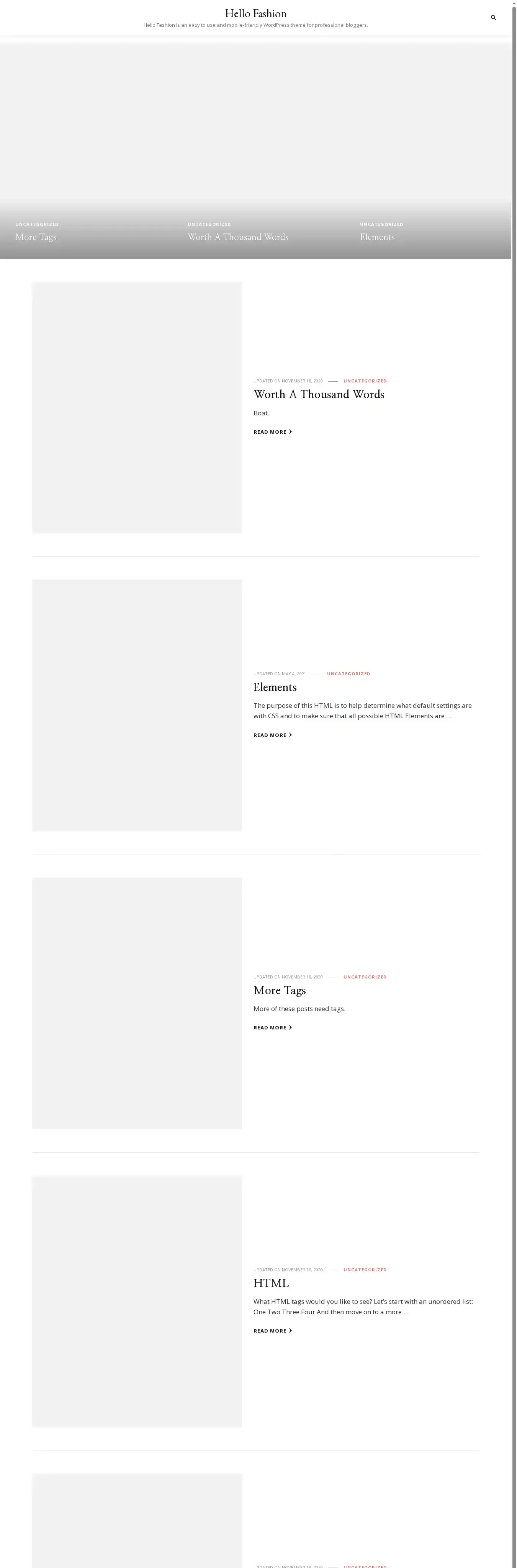 Hello Fashion home page on desktop
