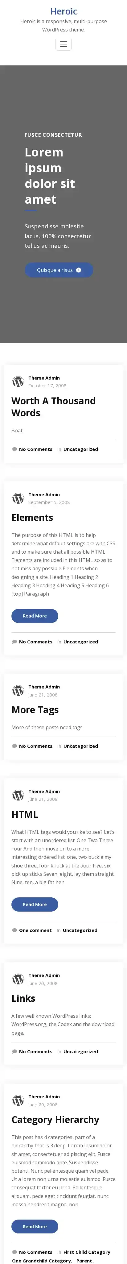 Heroic home page on mobile