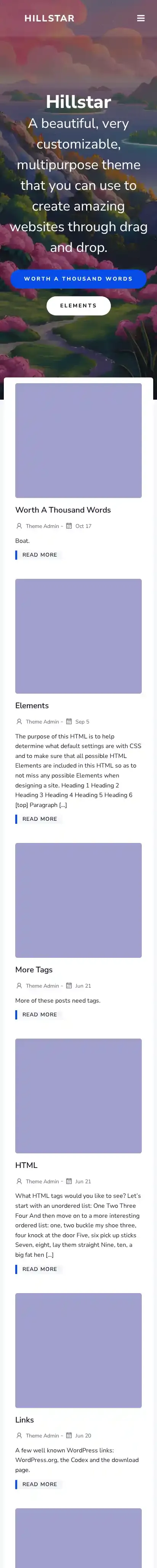 Hillstar home page on mobile