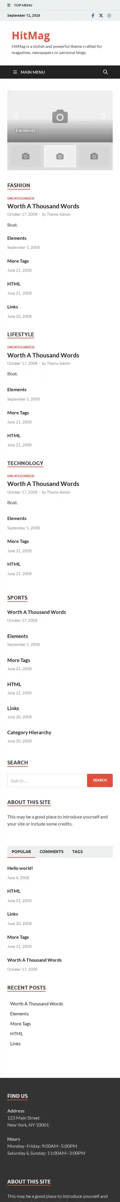 HitMag home page on mobile