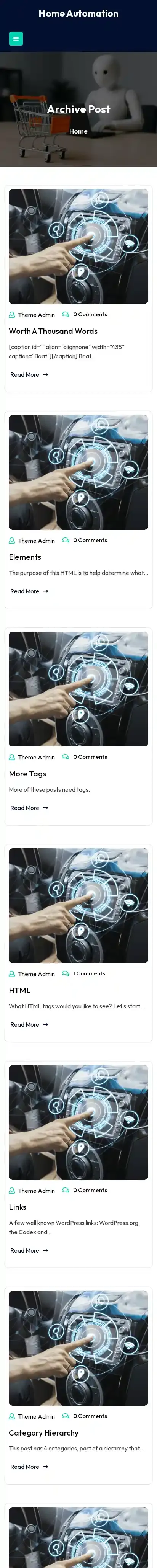 Home Automation home page on mobile