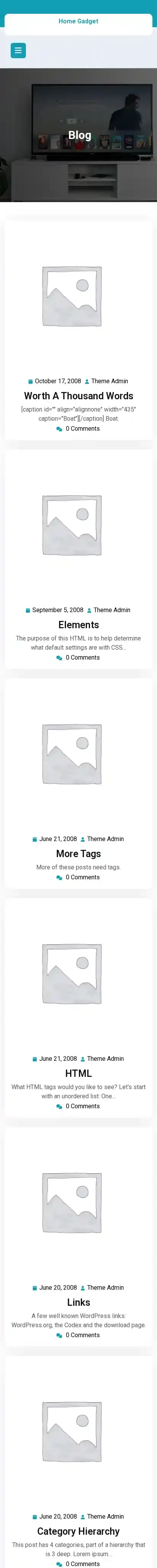 Home Gadget home page on mobile