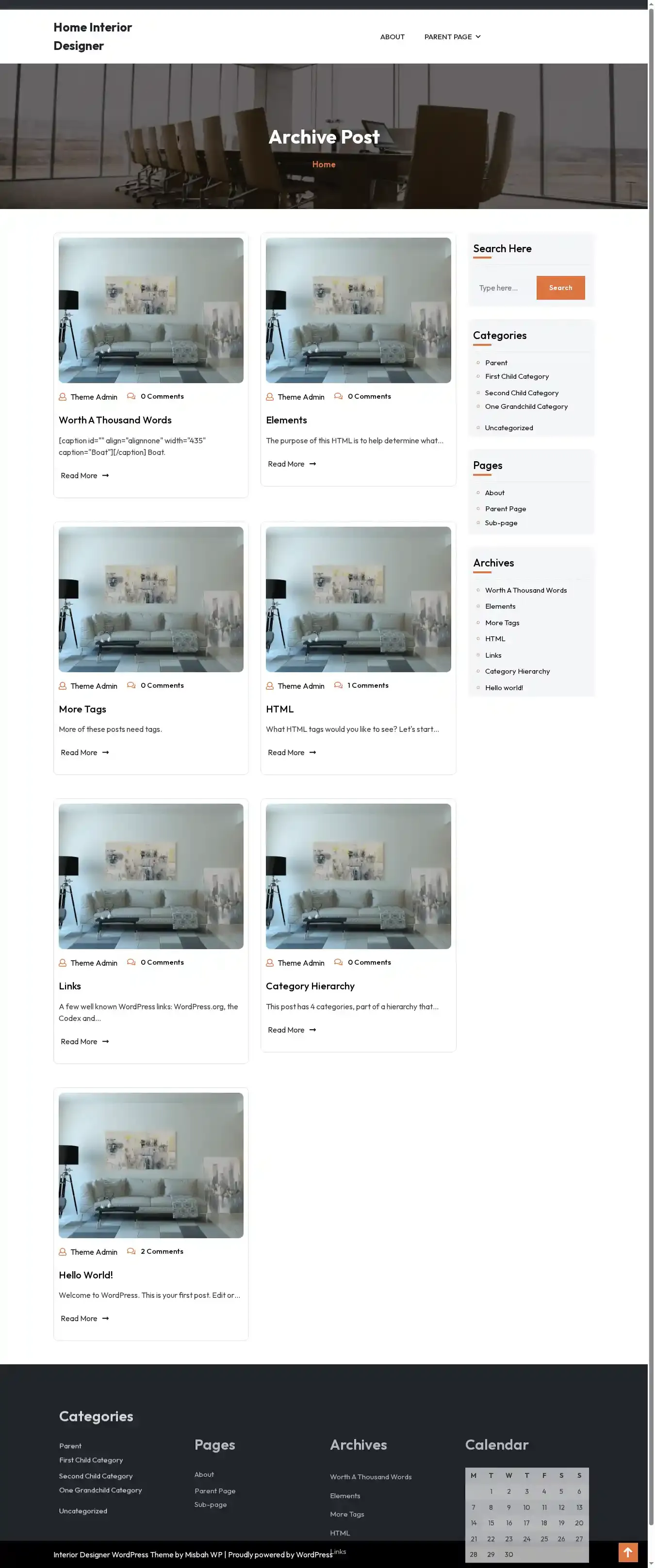 Home Interior Designer home page on desktop